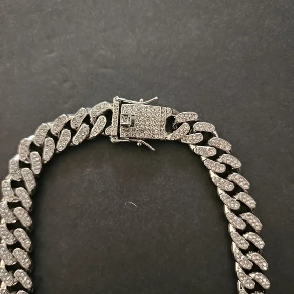 Diamond Encrusted Cuban Link Chain - Picture 2 of 2